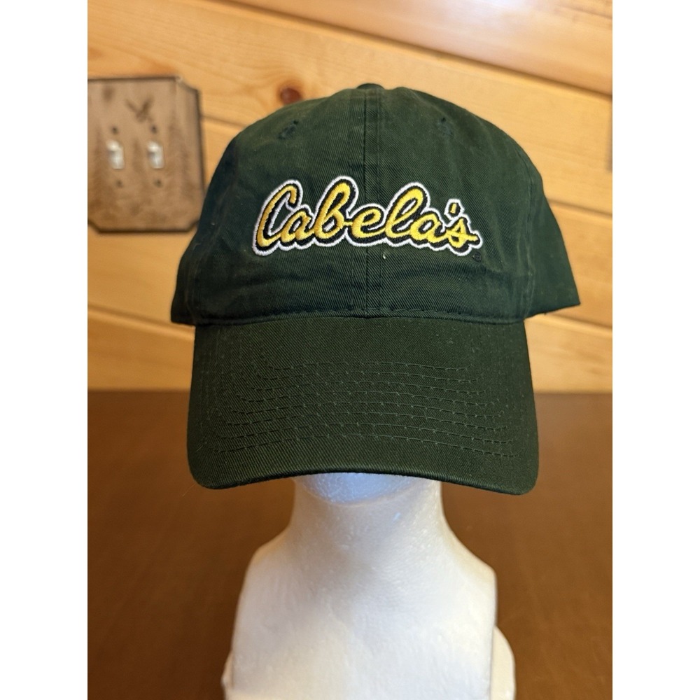 Cabela's Hat Men's Forest Green Embroidered Script Logo Adjustable Dad Cap Hat